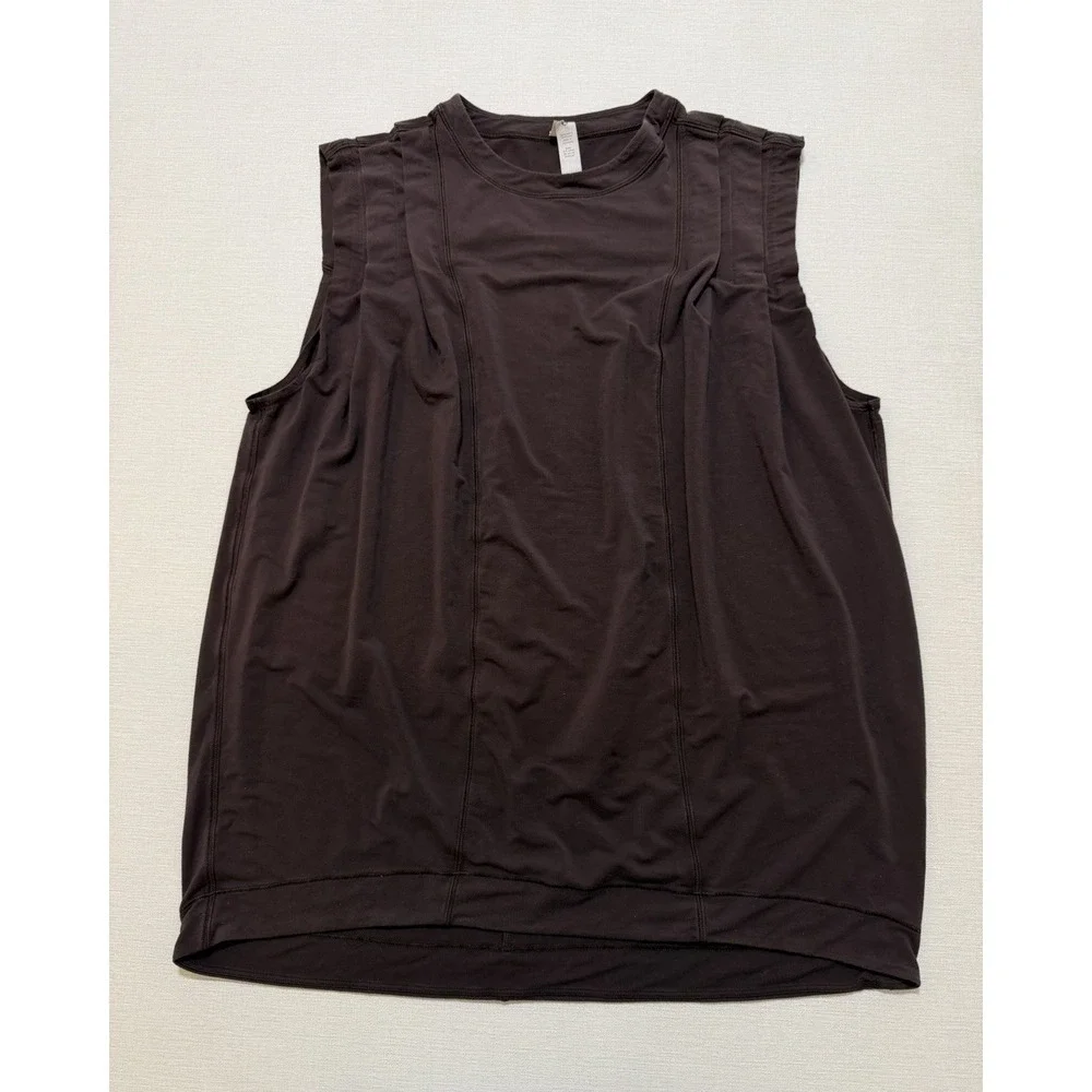 Lululemon Modal Pleated Shoulder Tank Top Women's Size 4 Brown Oversized